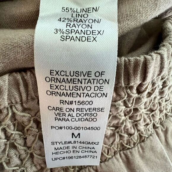 WIT & WISDOM Tan Skyrise Linen Smocked Waist Shorts Size Medium - Picture 5 of 11